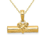 Polished Diploma Charm Pendant Necklace in 14K Yellow Gold with Chain